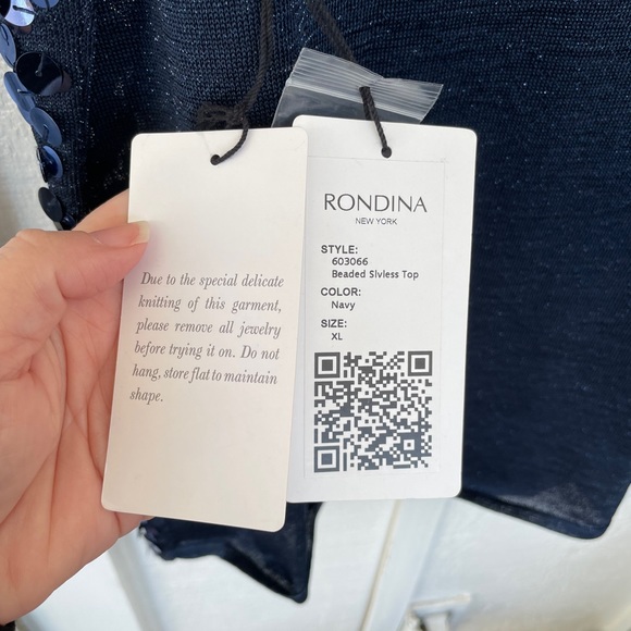 New Rondina Navy Sequined Sleeveless Top - Picture 6 of 6